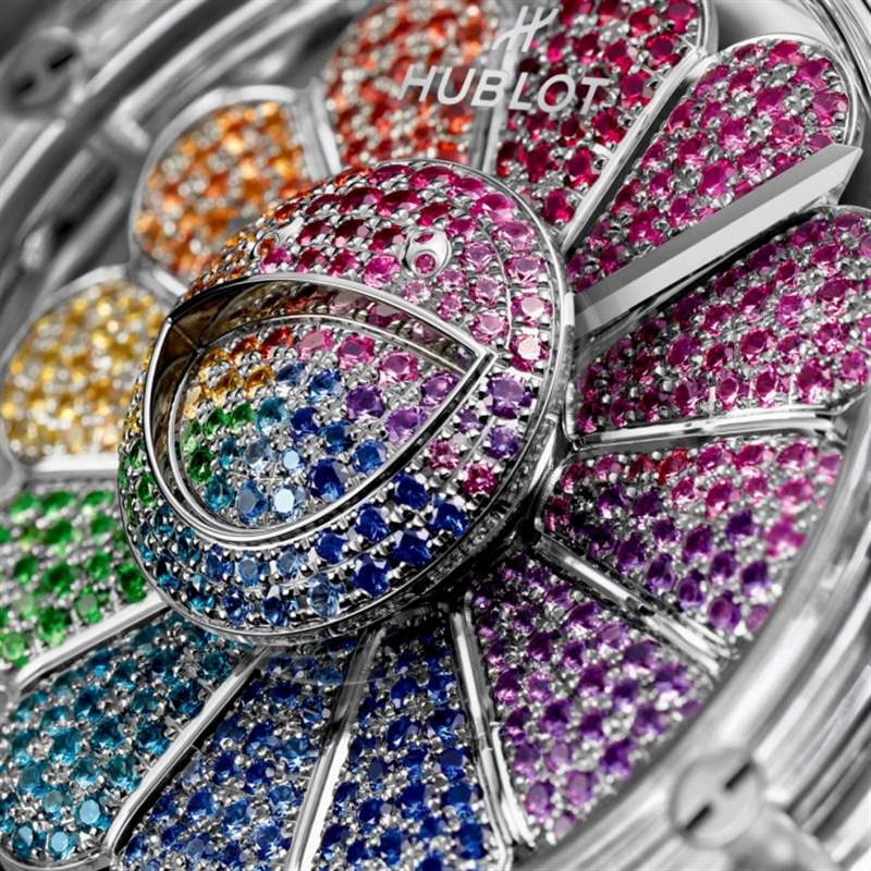 宇舶恒寶Hublot Classic Fusion Takashi Murakami Sapphire Rainbow 會旋轉(zhuǎn)的彩虹太陽花-復(fù)刻表