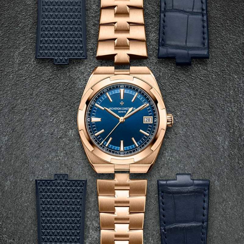VACHERON CONSTANTIN Overseas Self-Winding 江詩丹頓2020新作!Vacheron Constantin Overseas自動上鏈腕表帶來典雅粉紅金X藍面設(shè)定-復(fù)刻表