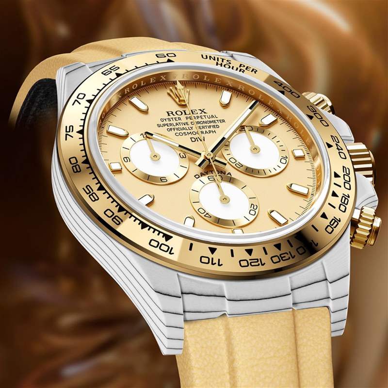 Rolex Daytona特殊黃金改裝手表白色石英表殼自帶間紋盛惠50萬-復(fù)刻表