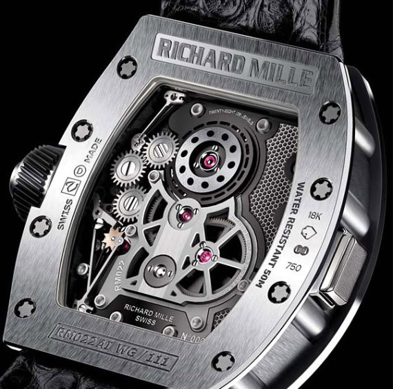RICHARD-MILLE RM022 caseback 理查德·米勒RM022 Aerodyne斜方鈦鋁化物雙時區腕表-復刻表